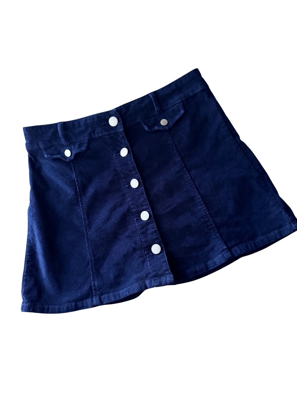 BDG Navy Corduroy Button-Front Mini Skirt | Size 4 Twee